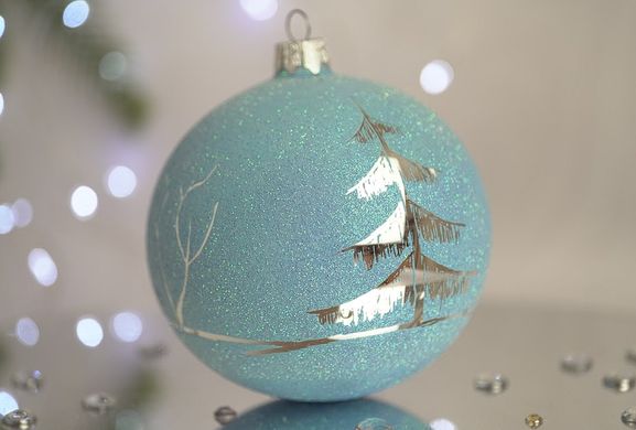 Christmas tree ball "Winter forest". Collection "Sugar on Blue"