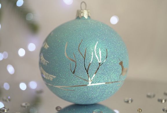 Christmas tree ball "Winter forest". Collection "Sugar on Blue"