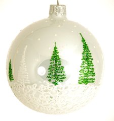 Round dance of christmas trees on white