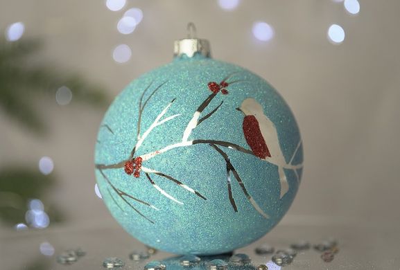 Christmas ball "Sniguri". Collection "Sugar on Blue"