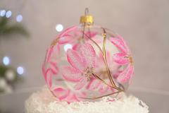 Christmas tree ball "Pink Magnolia on transparent"